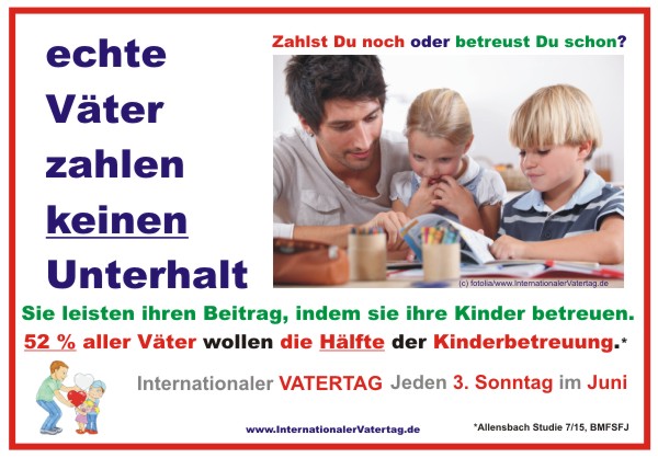 Betreuung statt Unterhalt Internationaler Vatertag