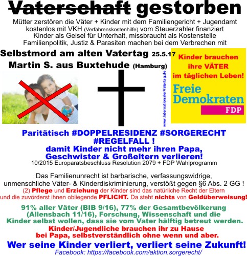 Paritätische Doppelresidenz Selbstmord Vatertag 500